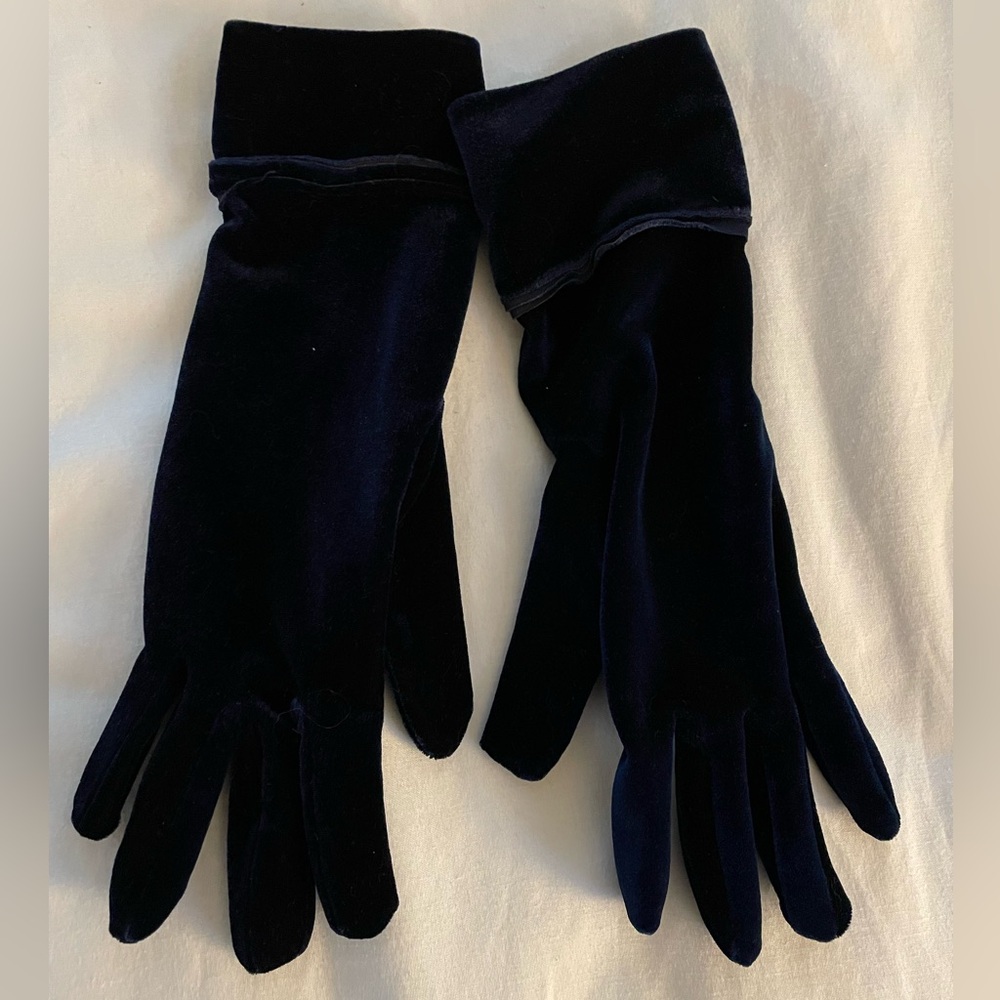 VTG: Velvet Plush Gloves- Dark Rich Navy Blue Soft, Lightweight NWOT